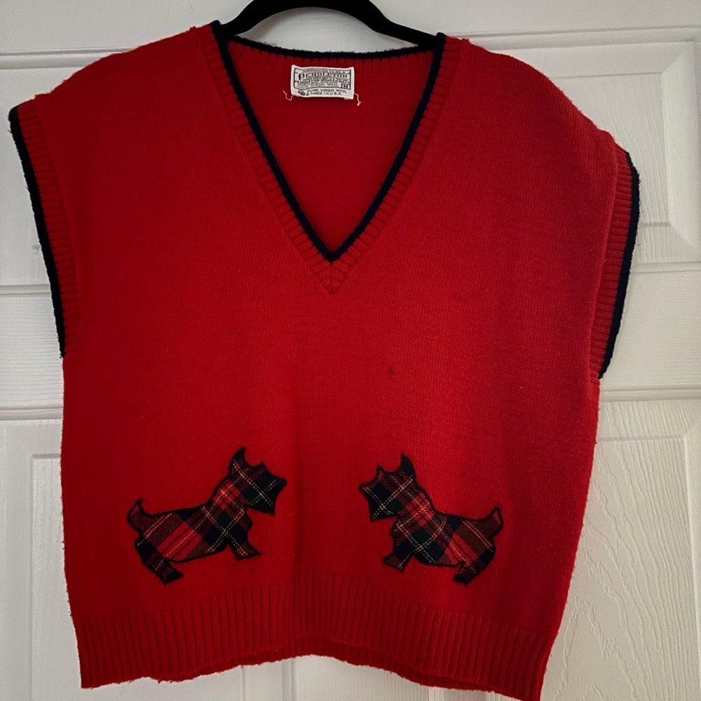 Vintage Scottie Dog Pendleton Red Wool Sweater Vest